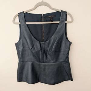 BCBGMaxAzria Dark Teal Faux Leather Blouse